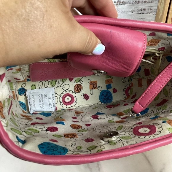 Brighton‎ Carmella Straw Basket Woven Shoulder Bag Pink Leather Trim Summer - Picture 9 of 14